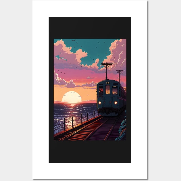 Retro Anime Style Old Japanese Train Wall Art by KaPrints